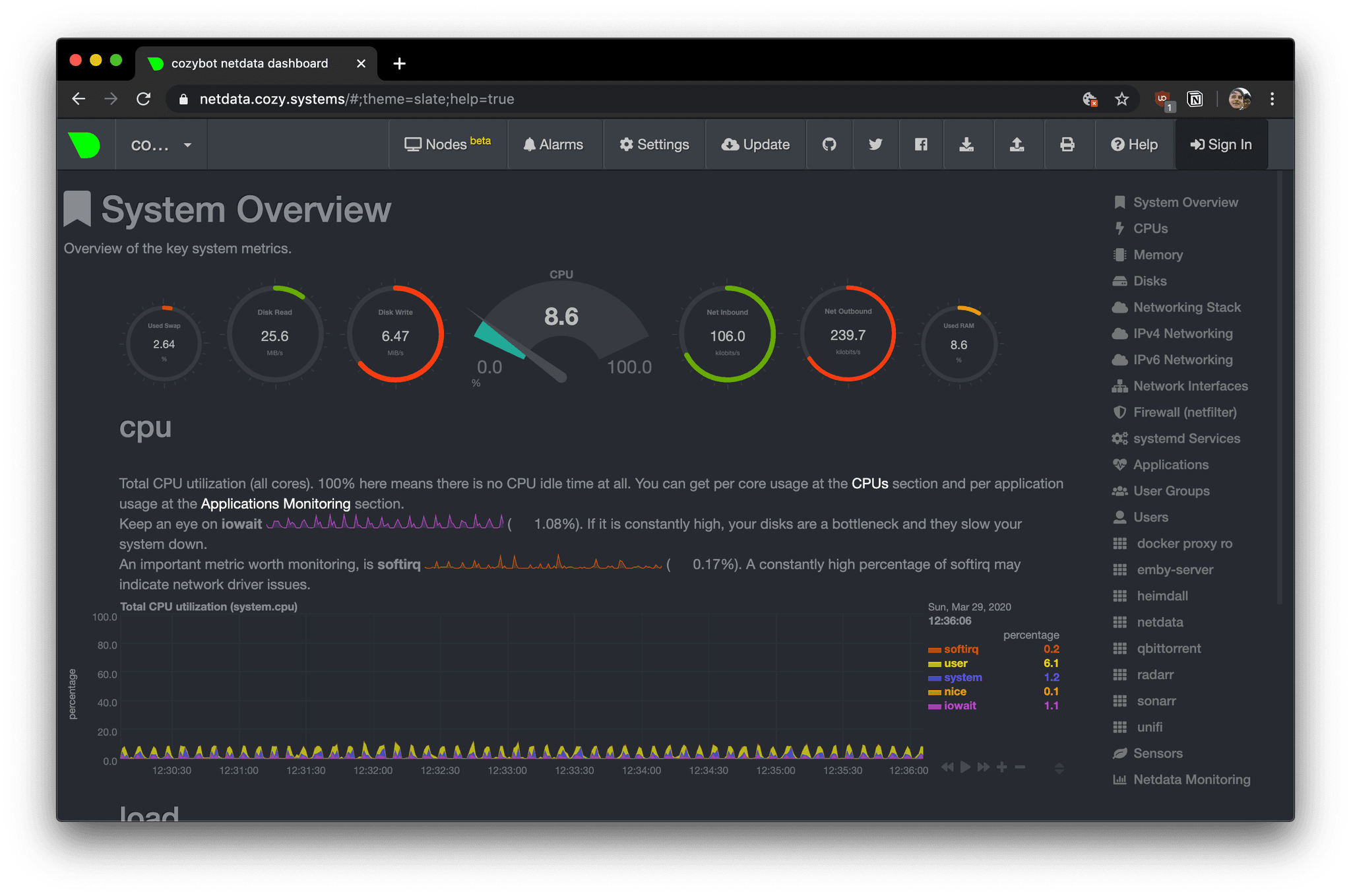 netdata screenshot